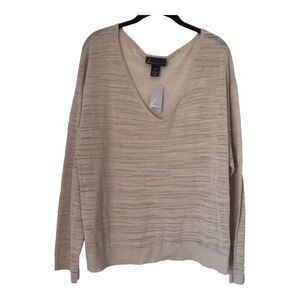 Lane Bryant Womens Top Size 18/20 Khaki Beige Long Sleeve V-Neck Pullover